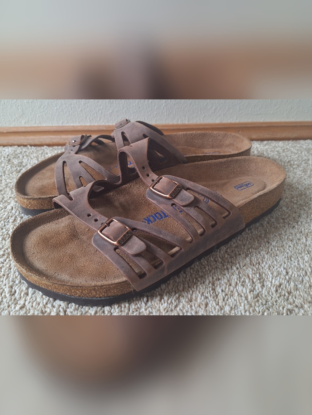 Birkenstock Brown Suede Double Buckle Sandals